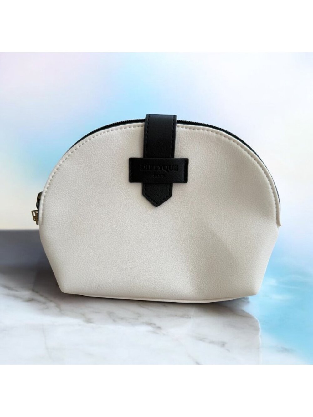 DIPTYQUE Cream Black Cosmetic Travel Zip Makeup Bag